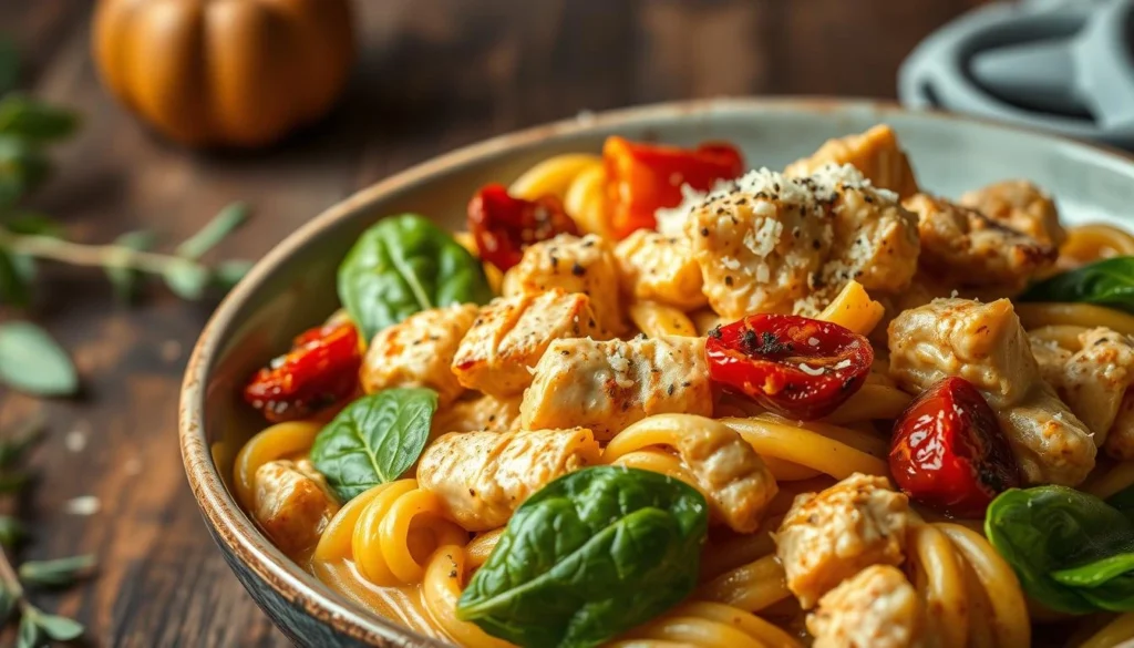 Spinach and Sun-Dried Tomato Cajun Chicken Pasta