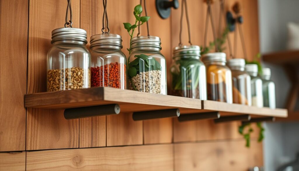 Hanging Mason Jar Shelves
