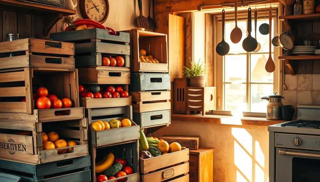 Vintage Crates for Rustic Charm